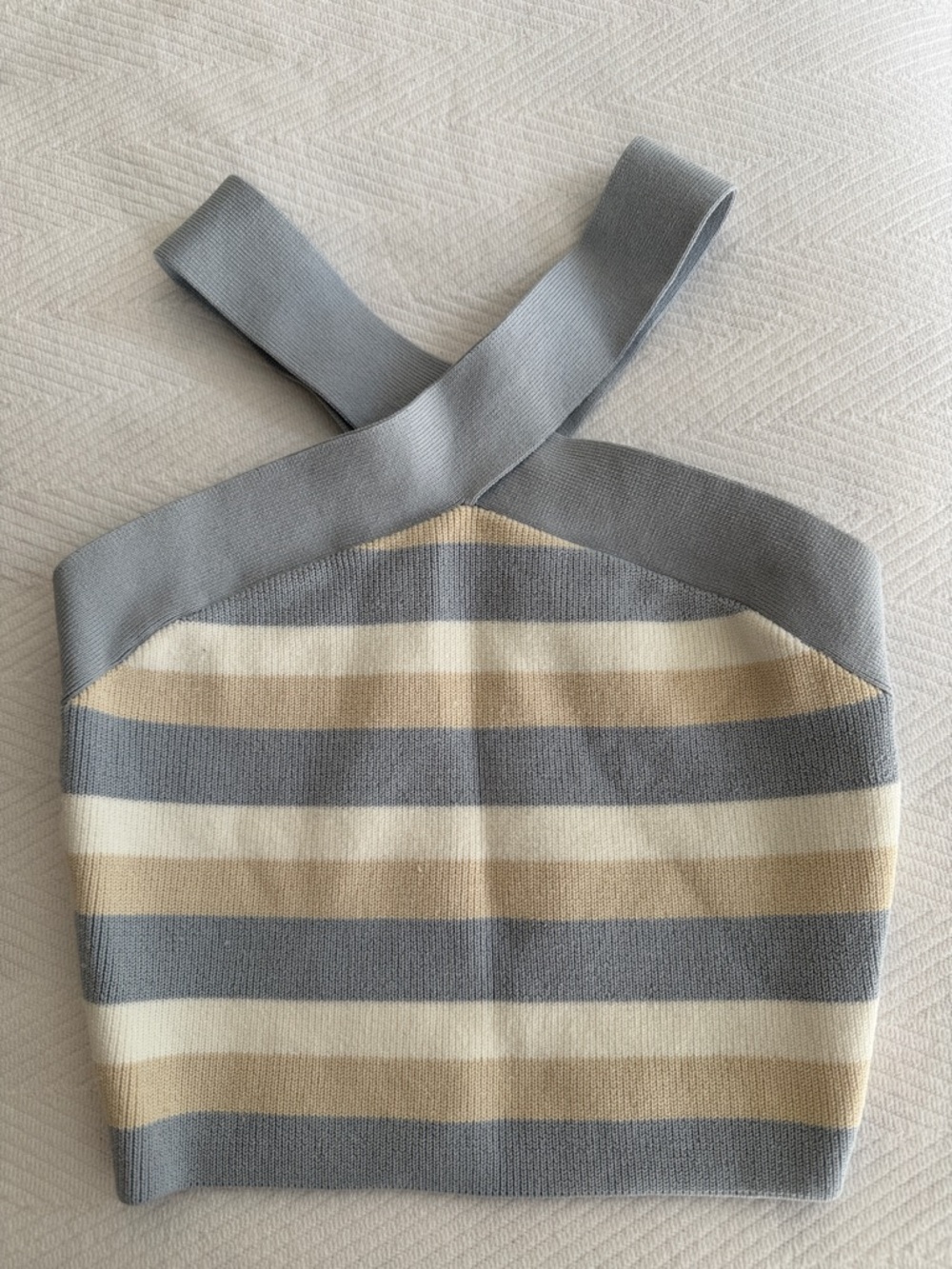 Babaton Gray, Cream & Tan Striped Knit Crossback Tank